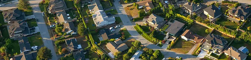 Aerial view of track homes