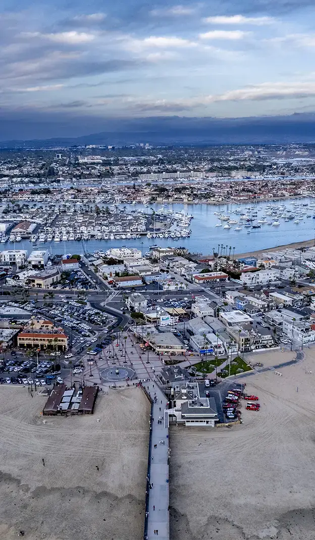 Aerial of Balboa Island and surrounding areas