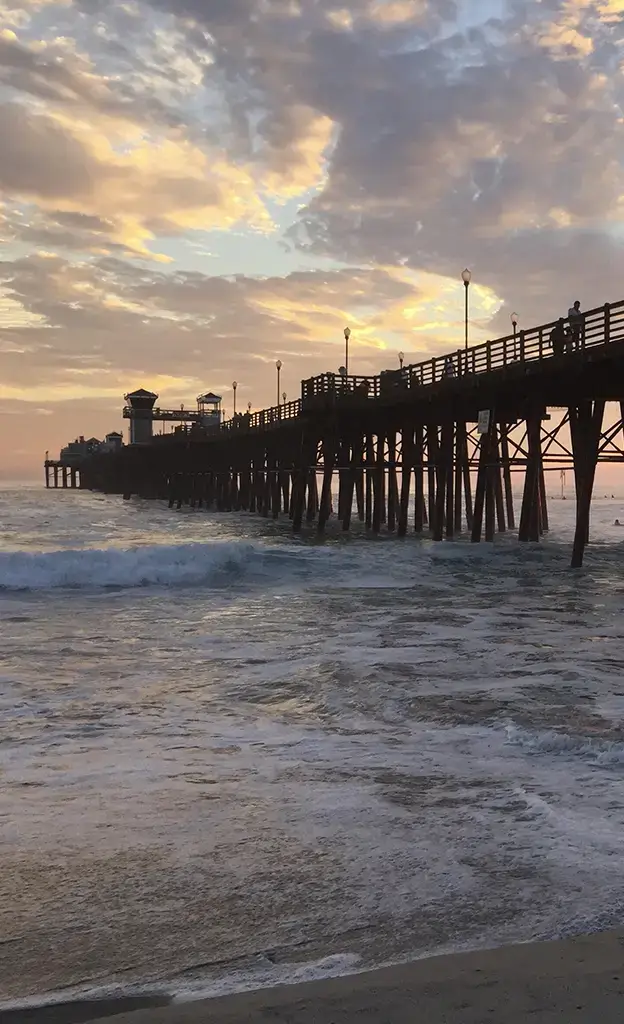 Silhouette of the old Oceanside, Ca pier at sunset