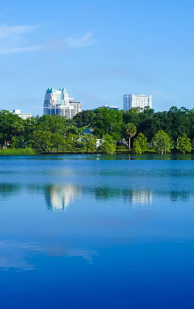 Lake over looking Orlando Skyscrapers