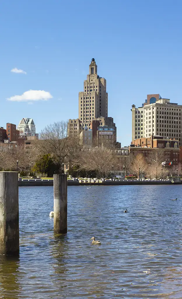 Downtown Providence with view of river