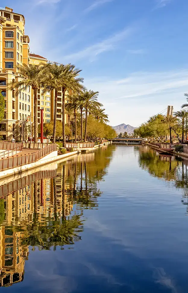 Scottsdale Arizona Canal Waterfront Travel Scene