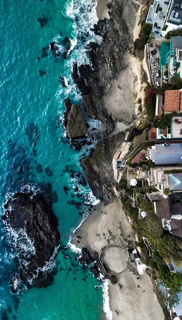 Aerial view of beach front property Corona Del Mar